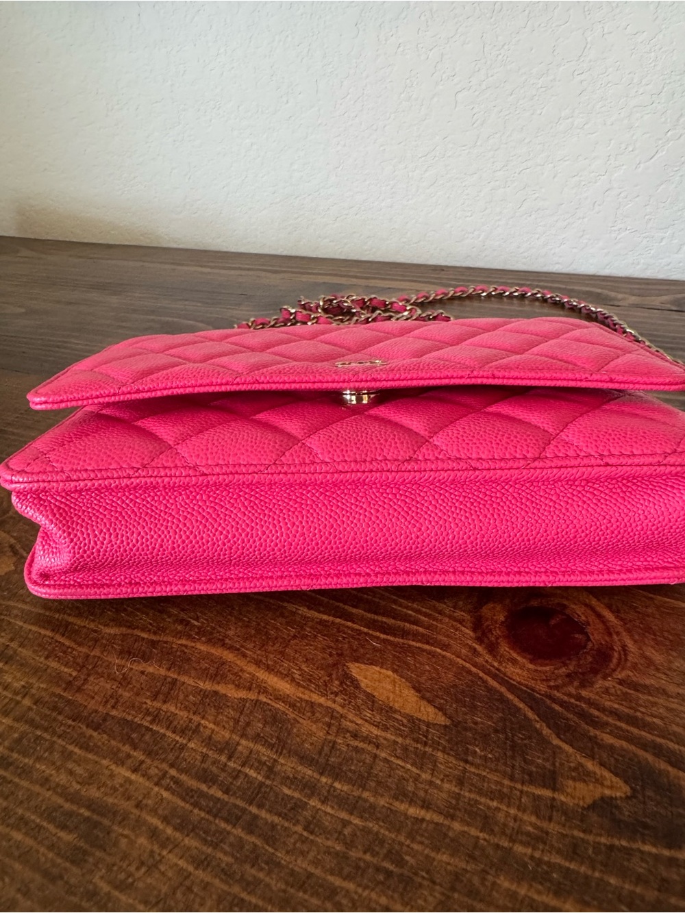 Authentic CHANEL Hot Pink Quilted Crossbody WOC, clutch limited edition color. - Picture 6 of 8